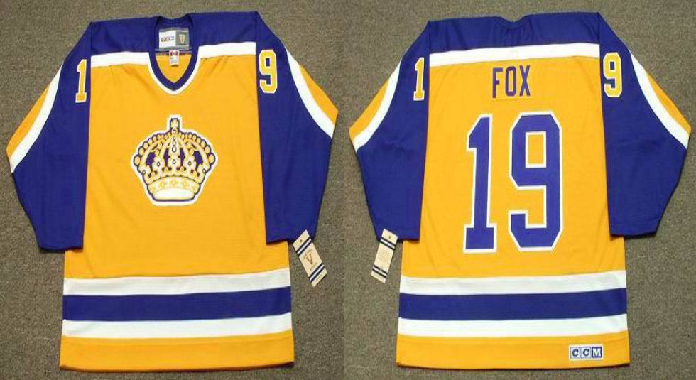 2019 Men Los Angeles Kings #19 Fox Yellow CCM NHL jerseys